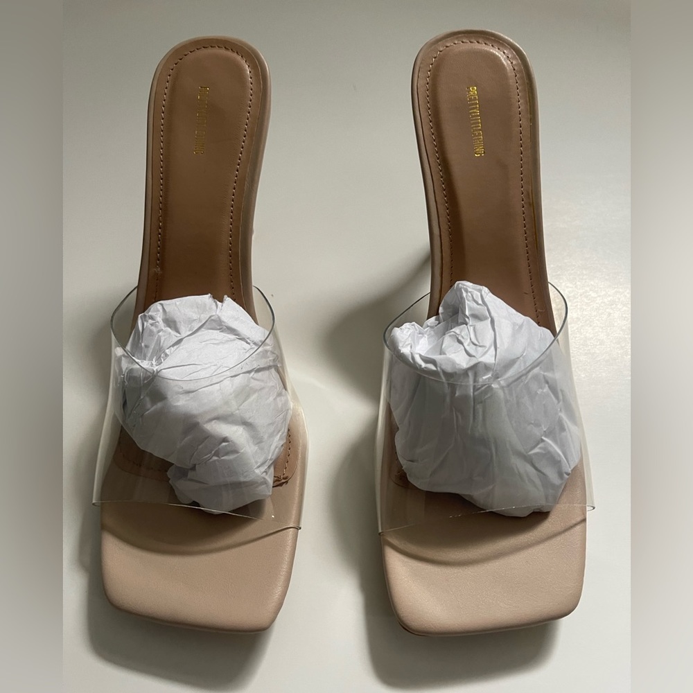 Pretty Little Thing High Heel nude sandal size 7 worn once